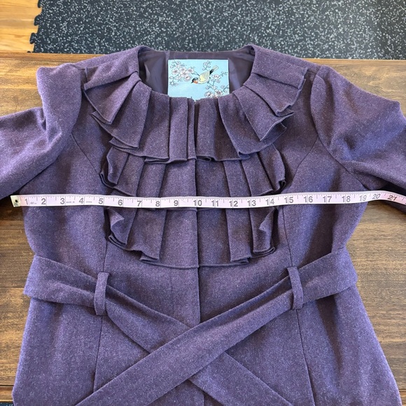 Tabitha by Anthropologie Ruffled Jacket Wool Plum Purple 12 - Picture 9 of 11